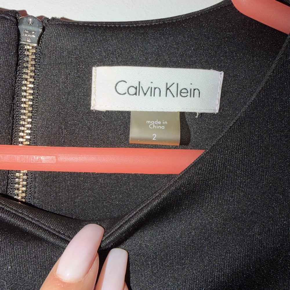 Calvin Klein Black One-Shoulder Ruffle Sheath Dress - Picture 2 of 3